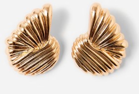 Rib-Shell-Stud-Earrings-Gold-Tone on sale