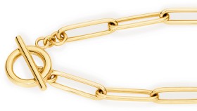 9ct-Gold-19cm-Solid-Paperclip-Fob-Bracelet on sale