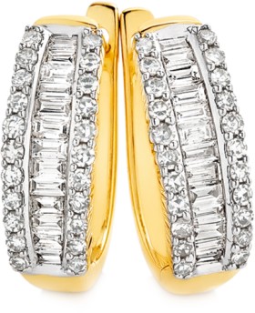 9ct-Gold-Diamond-Three-Row-Hoop-Earrings on sale