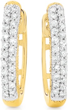 9ct-Gold-Diamond-Two-Row-Huggie-Earrings on sale