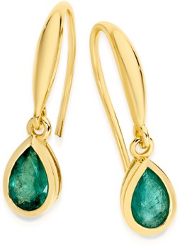 9ct-Gold-Emerald-Earrings on sale