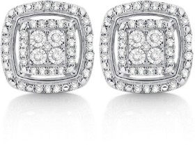 9ct-White-Gold-Diamond-Cushion-Cluster-Stud-Earrings on sale