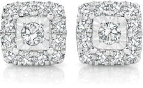 9ct-White-Gold-Diamond-Square-Frame-Stud-Earrings on sale
