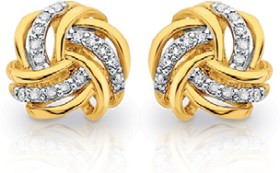 9ct-Gold-Diamond-Knot-Stud-Earrings on sale