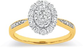 9ct-Gold-Diamond-Oval-Cluster-Ring on sale