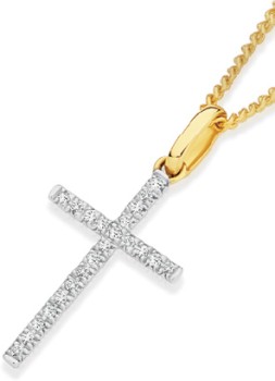 9ct-Gold-Diamond-Cross-Pendant on sale