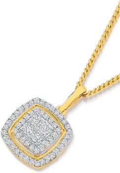 9ct-Gold-Diamond-Cushion-Pendant on sale