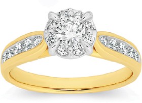 9ct-Gold-Diamond-Round-Cluster-Ring on sale