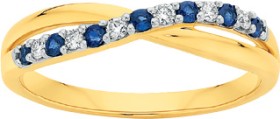9ct-Gold-Natural-Sapphire-10ct-Diamond-Crossover-Ring on sale