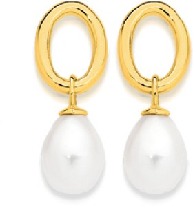9ct-Gold-Cultured-Fresh-Water-Pearl-Drop-Stud-Earrings on sale