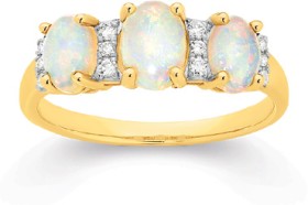 9ct-Gold-White-Opal-10ct-Diamond-Trilogy-Ring on sale