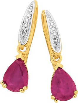 9ct-Gold-Ruby-Diamond-Earrings on sale