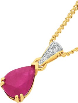 9ct-Gold-Natural-Ruby-Diamond-Pendant on sale