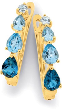 9ct-Gold-London-Sky-Blue-Topaz-Lever-Back-Hoop-Earrings on sale