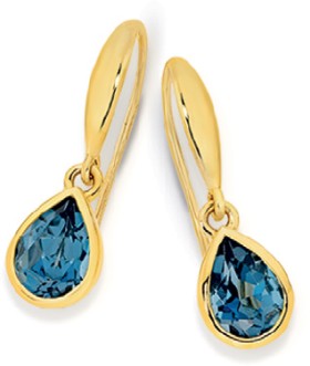 9ct-Gold-London-Blue-Topaz-Hook-Earrings on sale