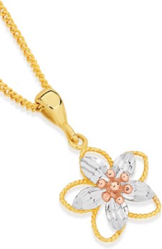 9ct-Gold-Tri-Tone-Flower-Pendant on sale