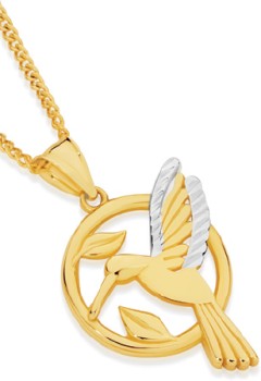 9ct-Gold-Two-Tone-Hummingbird-Circle-Pendant on sale