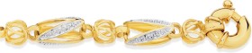 9ct-Gold-Two-Tone-19cm-Solid-Tulip-Link-Bolt-Ring-Bracelet on sale