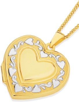 9ct-Gold-Two-Tone-Multi-Hearts-Locket on sale