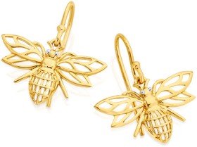 9ct-Gold-Filigree-Bee-Hook-Drop-Earrings on sale