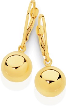 9ct-Gold-9mm-Lever-Back-Euro-Ball-Earrings on sale