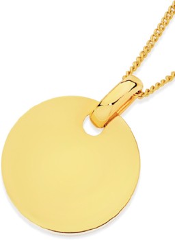 9ct-Gold-20mm-Round-Disc-Pendant on sale