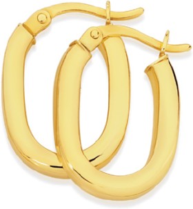 9ct-Gold-13mm-Square-Tube-Oval-Hoop-Earrings on sale