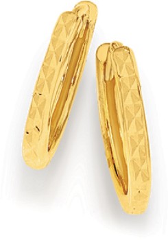 9ct-Gold-11mm-Diamond-Cut-Huggie-Earrings on sale