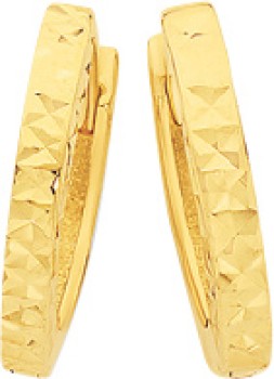 9ct-Gold-Diamond-cut-Huggie-Earrings on sale