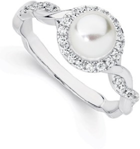 Sterling-Silver-Cultured-Freshwater-Pearl-CZ-Twist-Band-Ring on sale
