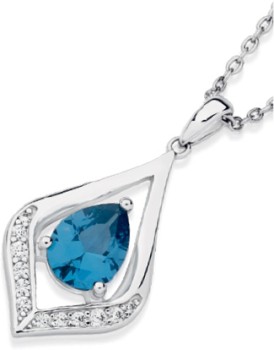 Sterling-Silver-Blue-Spinel-Cubic-Zirconia-Pendant on sale
