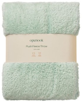 NEW-Openook-Plush-Fleece-Throw-127cm-x-157cm-Green on sale
