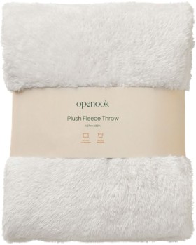 NEW-Openook-Plush-Fleece-Throw-127cm-x-157cm-Tofu on sale