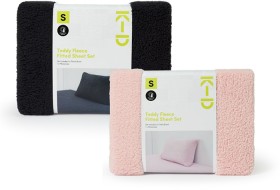 NEW-K-D-Teddy-Fitted-Sheet-Set-Charcoal-or-Pink-Single on sale