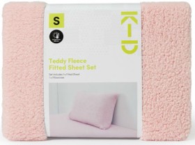 NEW-K-D-Teddy-Fitted-Sheet-Set-Pink-Single on sale