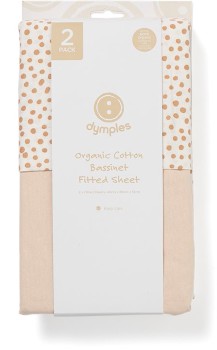 NEW-Dymples-2-Pack-Fitted-Bassinet-Sheets-Containing-Organically-Grown-Cotton-Natural on sale