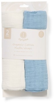 NEW-Dymples-2-Pack-Plain-Muslin-Wraps-Containing-Organically-Grown-Cotton on sale