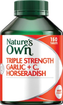 Natures-Own-Triple-Strength-GarlicC-Horseradish-150-Tablets on sale