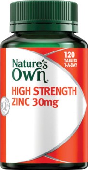 Natures-Own-High-Strength-Zinc-30mg-120-Tablets on sale