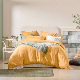 Washed-Linen-Look-Mustard-Quilt-Cover-Set-by-Essentials on sale