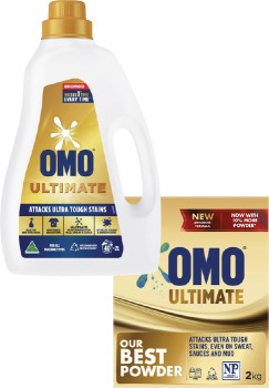 OMO-Expert-or-Ultimate-Laundry-Liquid-2-Litre-or-Powder-2-kg-Selected-Varieties on sale