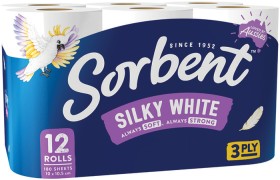 Sorbent-Silky-White-Toilet-Rolls-12-Pack-Selected-Varieties on sale
