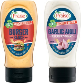 Praise-Aioli-Mayo-or-Burger-Sauce-250mL-Selected-Varieties on sale