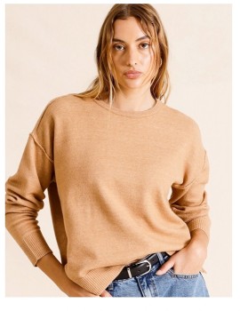 Piper-Oversized-Exposed-Seam-Jumper-in-Tan on sale