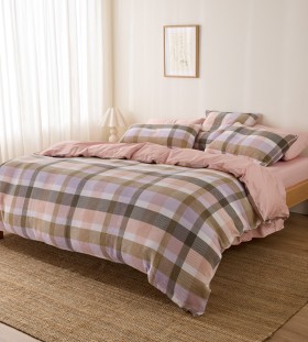 Sheet-Society-Tully-Cotton-Waffle-Quilt-Cover-Set-in-Pixie-Gingham on sale