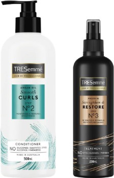 12-Price-on-TRESemm-Smooth-Curls-Conditioner-500ml-or-Strength-and-Restore-Hairspray-200ml on sale