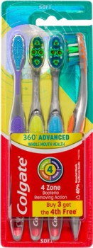 Colgate-4-Pack-360-Advanced-Soft-Bristle-Toothbrushes on sale