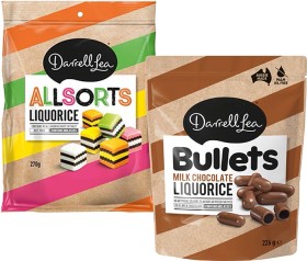 Darrell-Lea-Liquorice-Allsorts-270g-or-Milk-Chocolate-Liquorice-Bullets-226g on sale