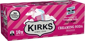 Kirks-10-Pack-Can-Creaming-Soda-375ml on sale