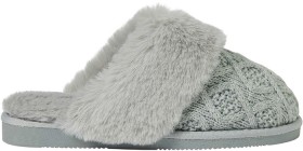 me-Womens-Cable-Knit-Slippers-Grey on sale